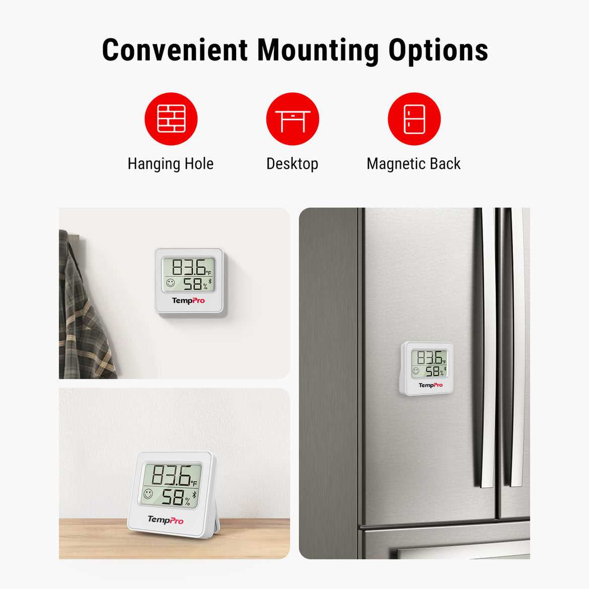 Thermomètre et hygromètre d'intérieur Bluetooth TempPro TempAir ELITE TP357 — Portée de 80 m, alertes instantanées
