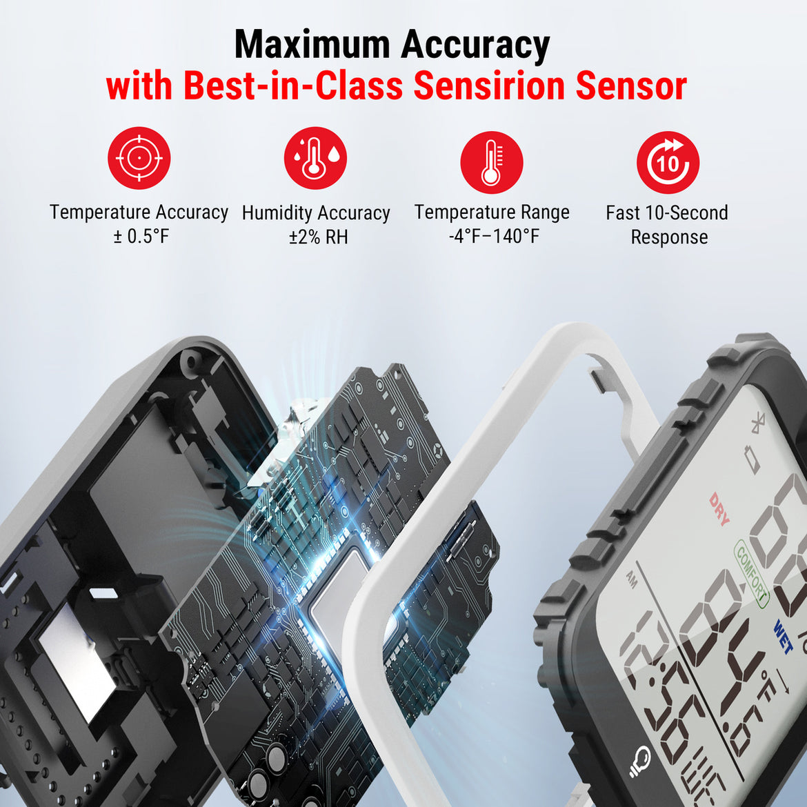 TempPro TempAir ELITE TP358 Bluetooth Indoor Hygrometer & Thermometer — 260ft Range, Smart App