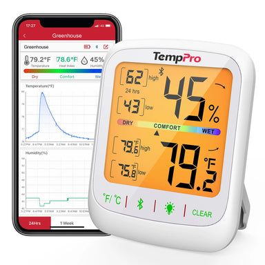 TempPro TempAir ELITE TP359 Hygromètre et thermomètre d'intérieur Bluetooth — Portée de 80 m, application intelligente