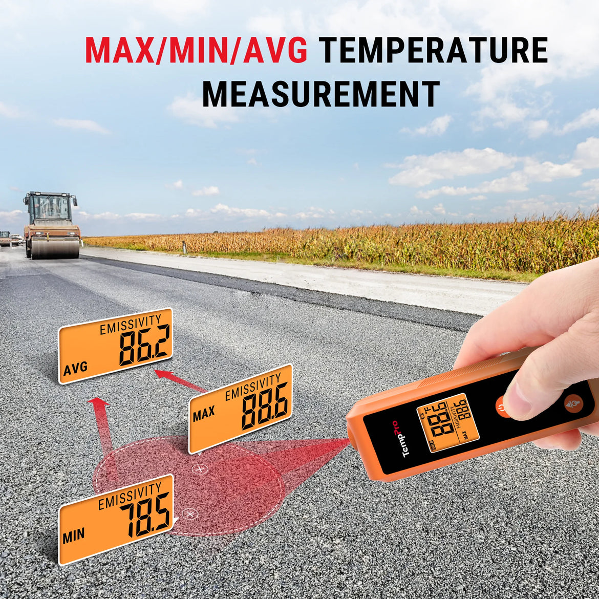 Pistolet thermomètre infrarouge TempPro TempScan CORE TP410 — Température de surface sans contact, D:S 12:1