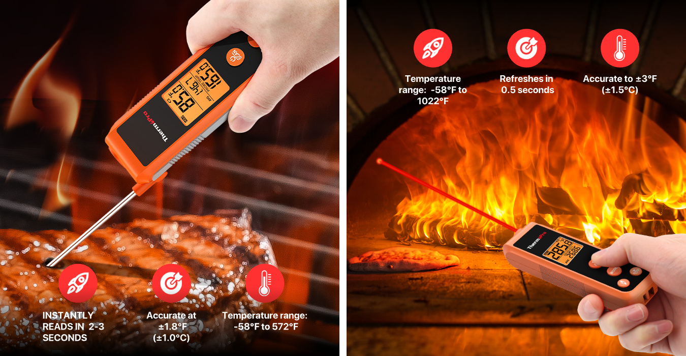 TempPro TempSpike Pro TP980 WiFi Meat Thermometer (2 Probes) + TP420 2-in-1 Infrared & Instant-Read Thermometer