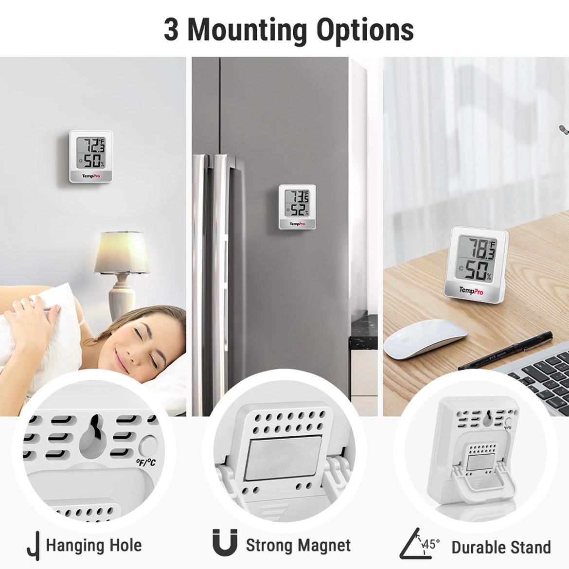 TempPro TempAir CORE TP49 Indoor Thermometer & Hygrometer — ±1°F/±2% RH, Comfort Indicator