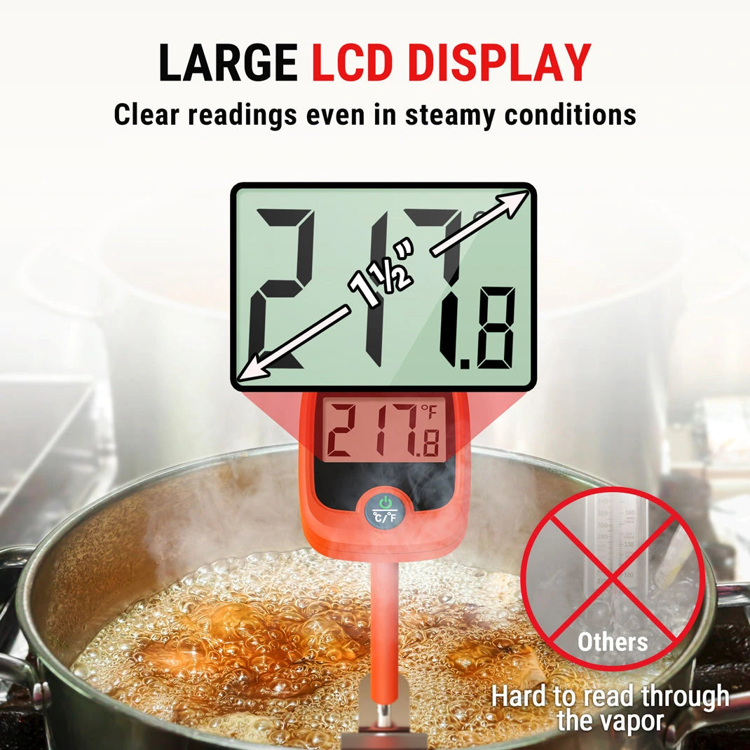 Thermomètre à bonbons numérique TempPro TempDip PLUS TP509 — Sonde de 20 cm avec clip de fixation pour casserole