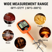 Thermomètre à bonbons numérique TempPro TempDip PLUS TP509 — Sonde de 20 cm avec clip de fixation pour casserole