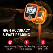 Thermomètre à bonbons numérique TempPro TempDip PLUS TP509 — Sonde de 20 cm avec clip de fixation pour casserole