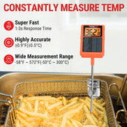 Thermomètre de cuisson et friture TempPro TempDip PLUS TP510 — Sonde de 20 cm avec attache-marmite