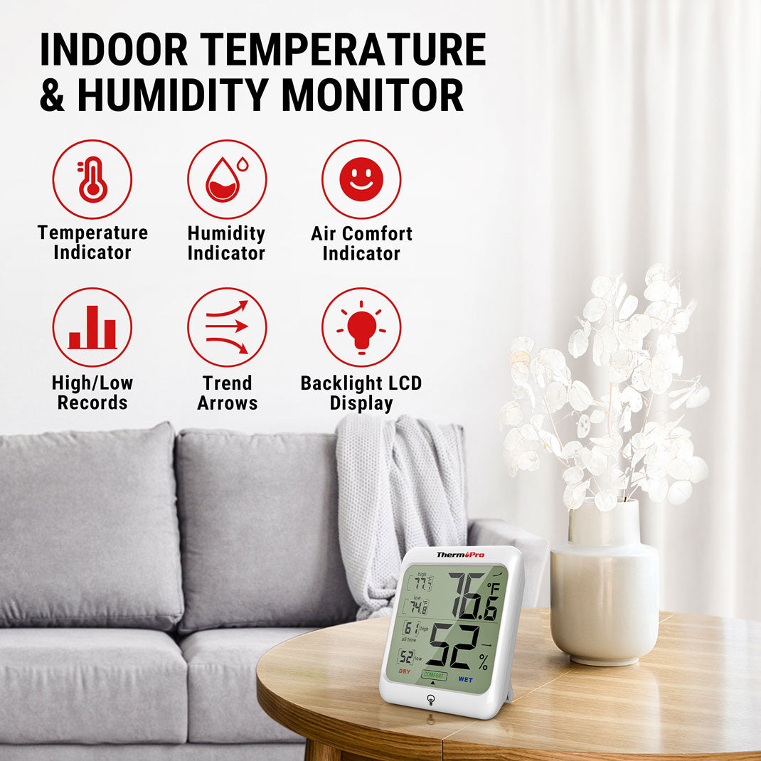 TP53 Lot de 2 thermomètres hygromètres d'intérieur