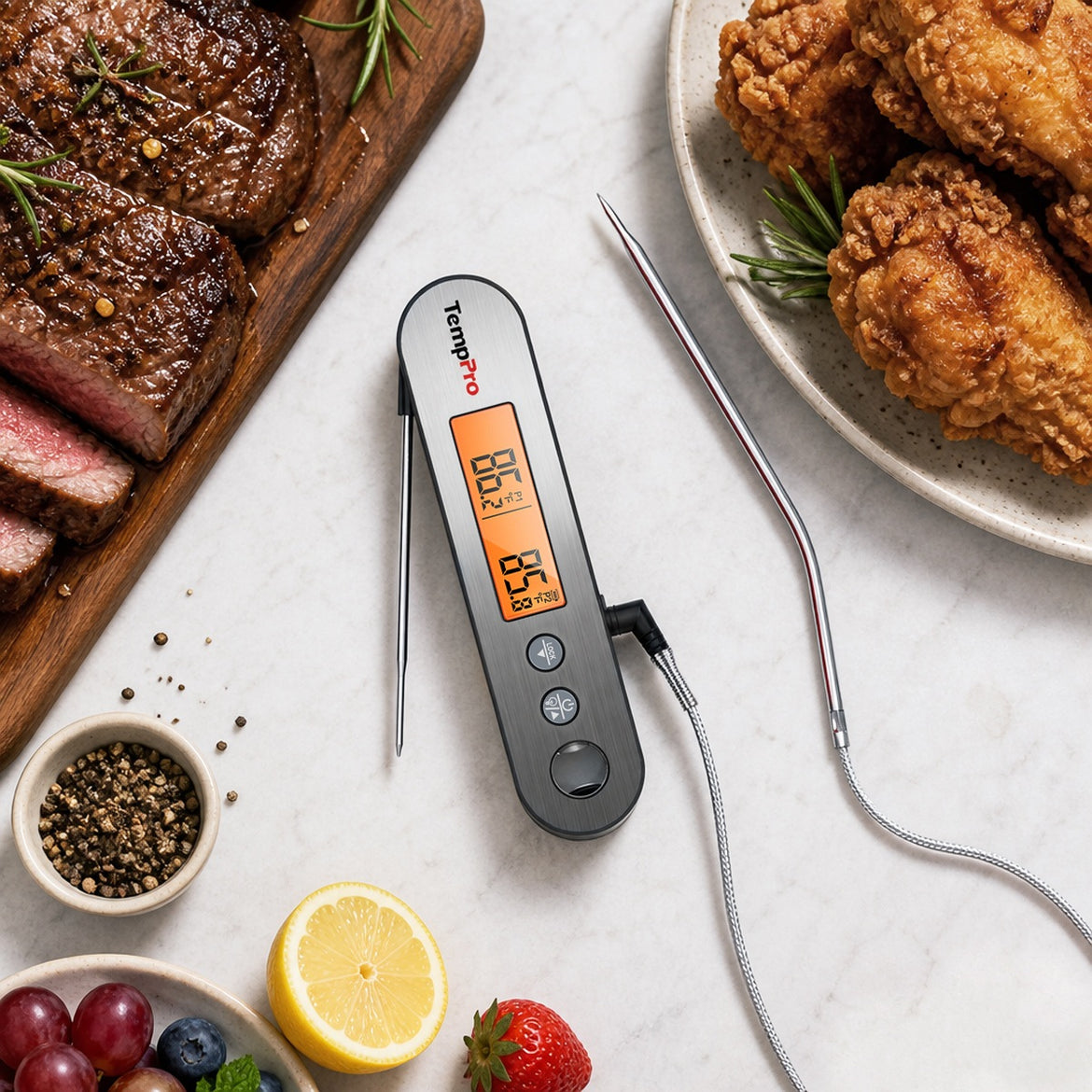 TempPro TempSwift PLUS TP610 Leave-In Meat Thermometer — Oven-Safe Probe, Instant Alarm