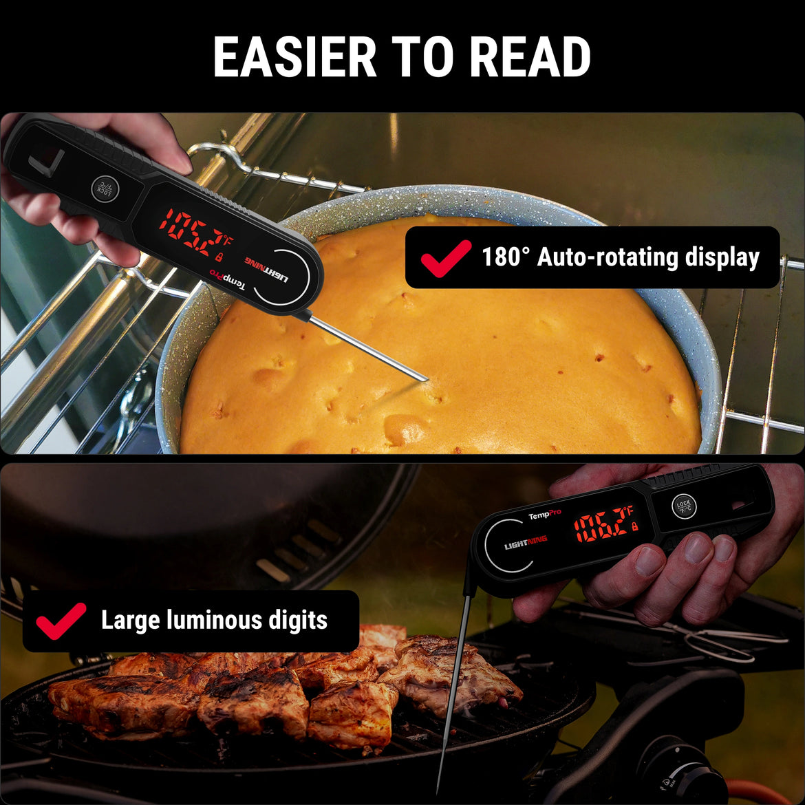 TempPro TP622 Lightning Instant-Read Meat Thermometer — Ultra-Fast, Waterproof