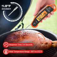 Termómetro de carne TempPro TempSwift PLUS TP710 para dejar puesto — Seguro para horno y parrilla con temporizador