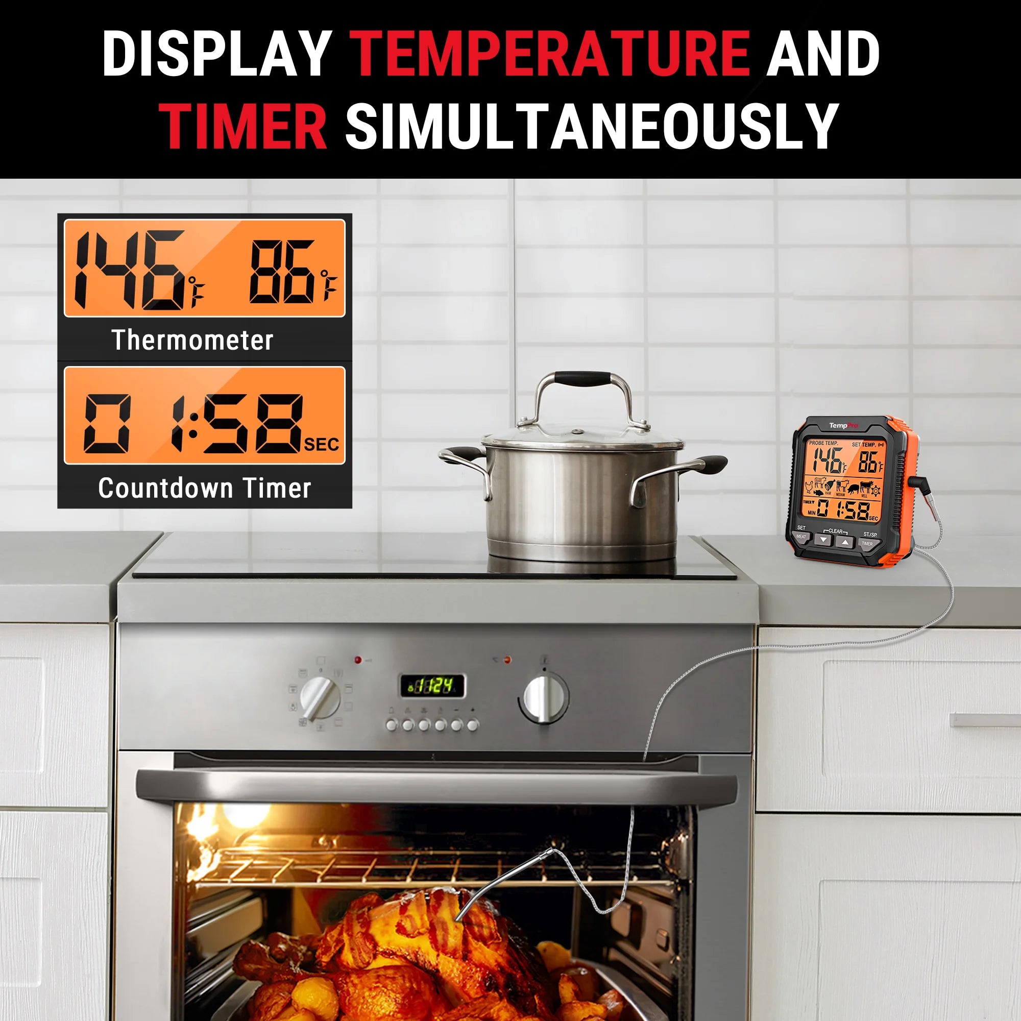 Thermomètre à viande à 1 sonde sans rinçage TP716