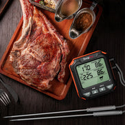 Termómetro de carne TempPro TempTrack PLUS TP717 con sonda para dejar insertada — Apto para horno y parrilla, pantalla retroiluminada