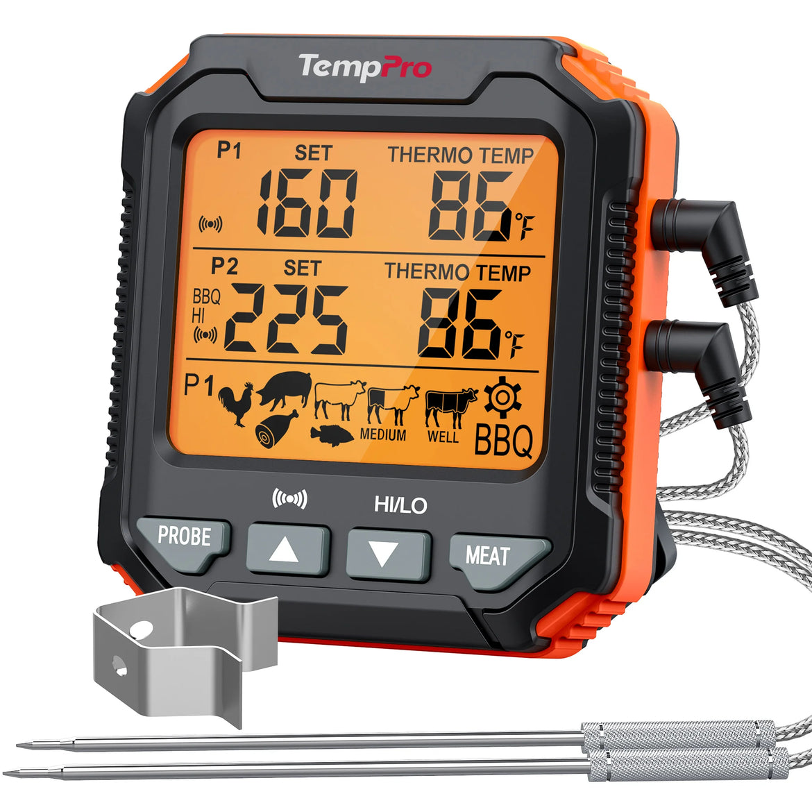 Thermomètre à viande TempPro TempTrack PLUS TP717 – Va au four et au grill, écran rétroéclairé
