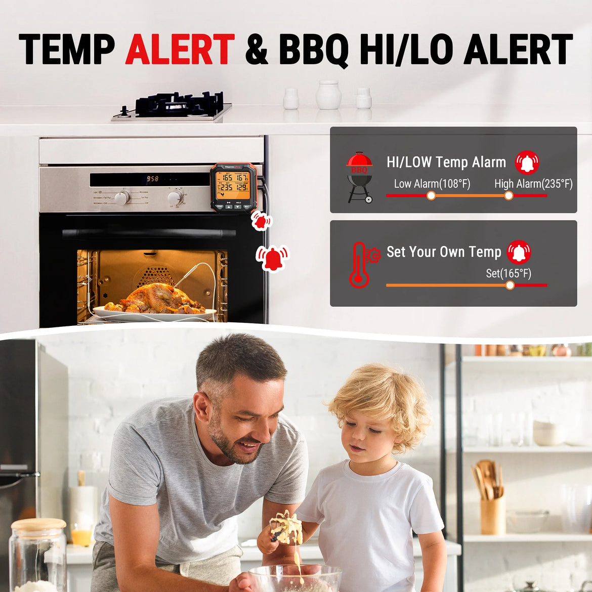 Thermomètre à viande TempPro TempTrack PLUS TP717 – Va au four et au grill, écran rétroéclairé