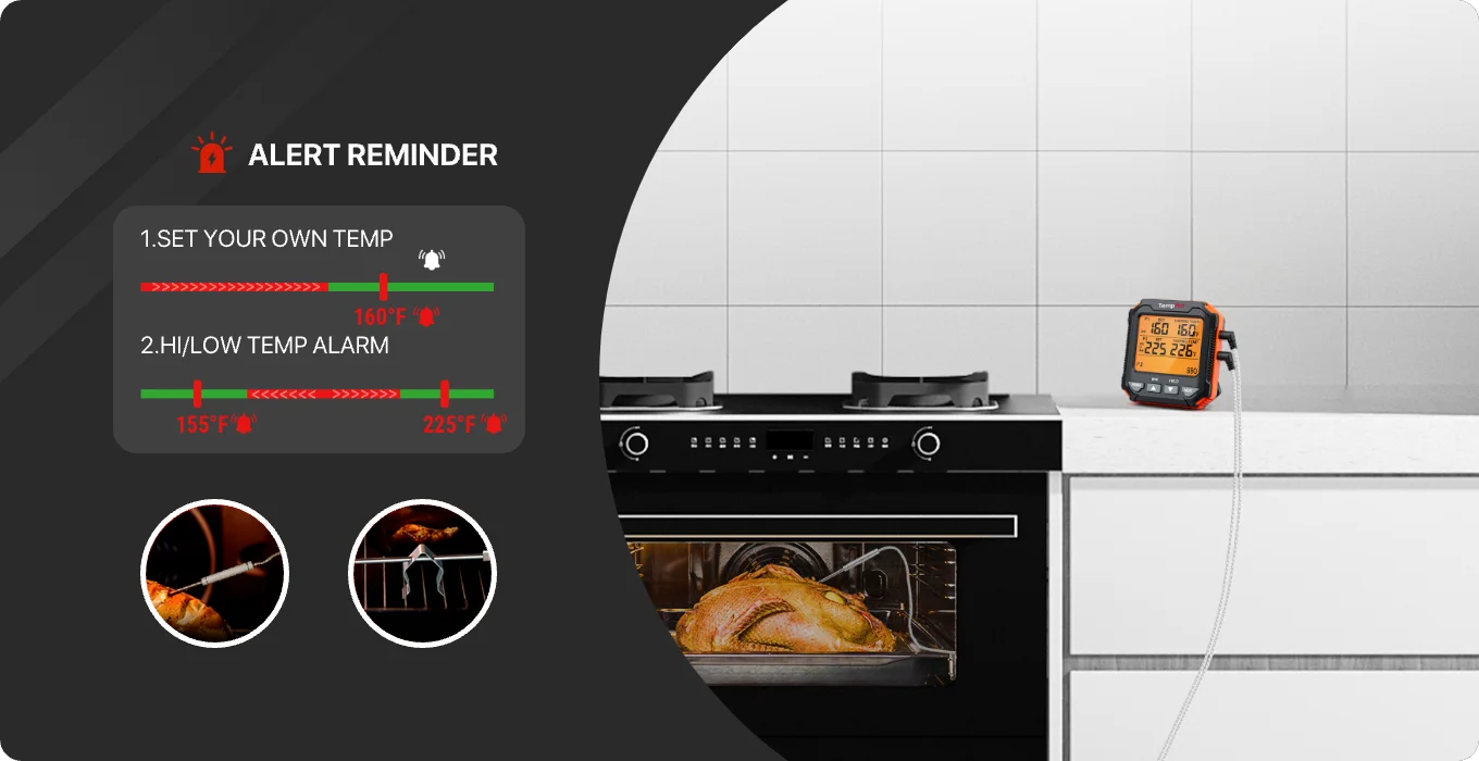 TempPro TP717 Leave-In Meat Thermometer — Oven & Grill Safe, Backlit Display