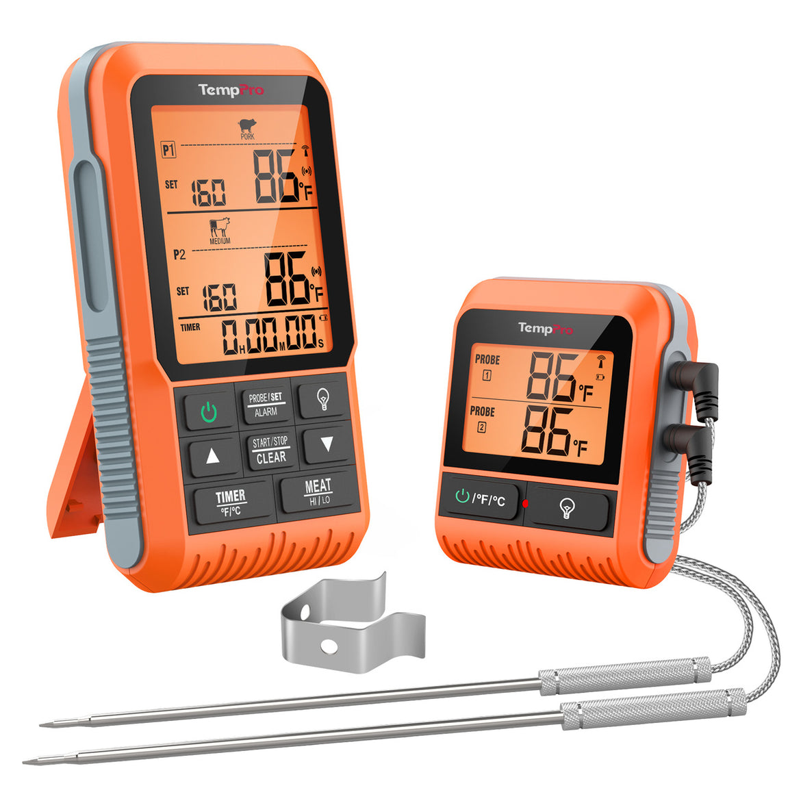 TempPro TempSync PLUS TP826 Wireless Meat Thermometer — 500FT RF Range, Dual Probes & BBQ Mode