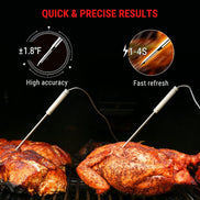 TempPro TempSync PLUS TP828B Wireless Meat Thermometer — 500FT RF Range, Dual Probes with Receiver & 4 Alarm Modes