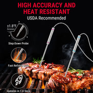 Thermomètre à viande sans fil TempPro TempSync PLUS TP829B — Portée RF de 300 m, 4 sondes et double minuterie