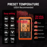 Thermomètre à viande sans fil TempPro TempSync PLUS TP829B — Portée RF de 300 m, 4 sondes et double minuterie