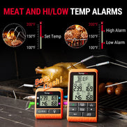 Thermomètre à viande sans fil TempPro TempSync PLUS TP829B — Portée RF de 300 m, 4 sondes et double minuterie