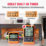 Thermomètre à viande sans fil TempPro TempSync PLUS TP829B — Portée RF de 300 m, 4 sondes et double minuterie