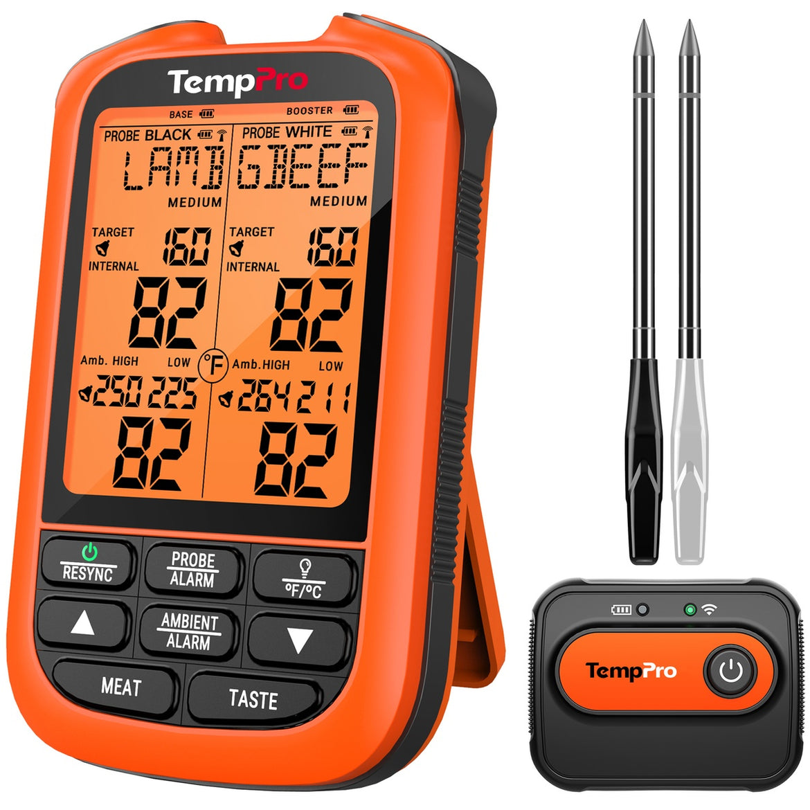 Thermomètre à viande sans fil TempPro TempSpike XR TP863B — Portée RF de 600 m, 2 sondes sans fil