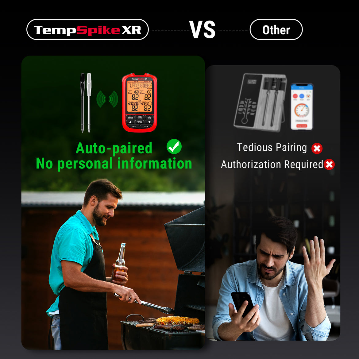 Termómetro inalámbrico para carne TempSpikeXR TP863B de 2000 pies, color rojo