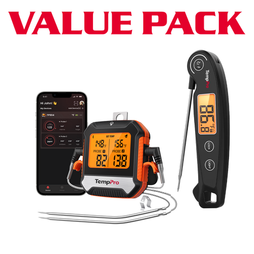 TempPro TP904 Bluetooth Meat Thermometer + TP605 Instant-Read Thermometer — Value Pack