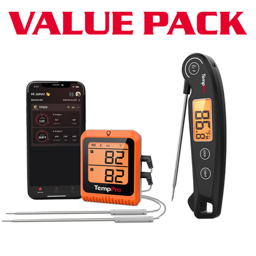 TempPro TP920 Bluetooth Meat Thermometer + TP605 Instant-Read Thermometer — Value Pack