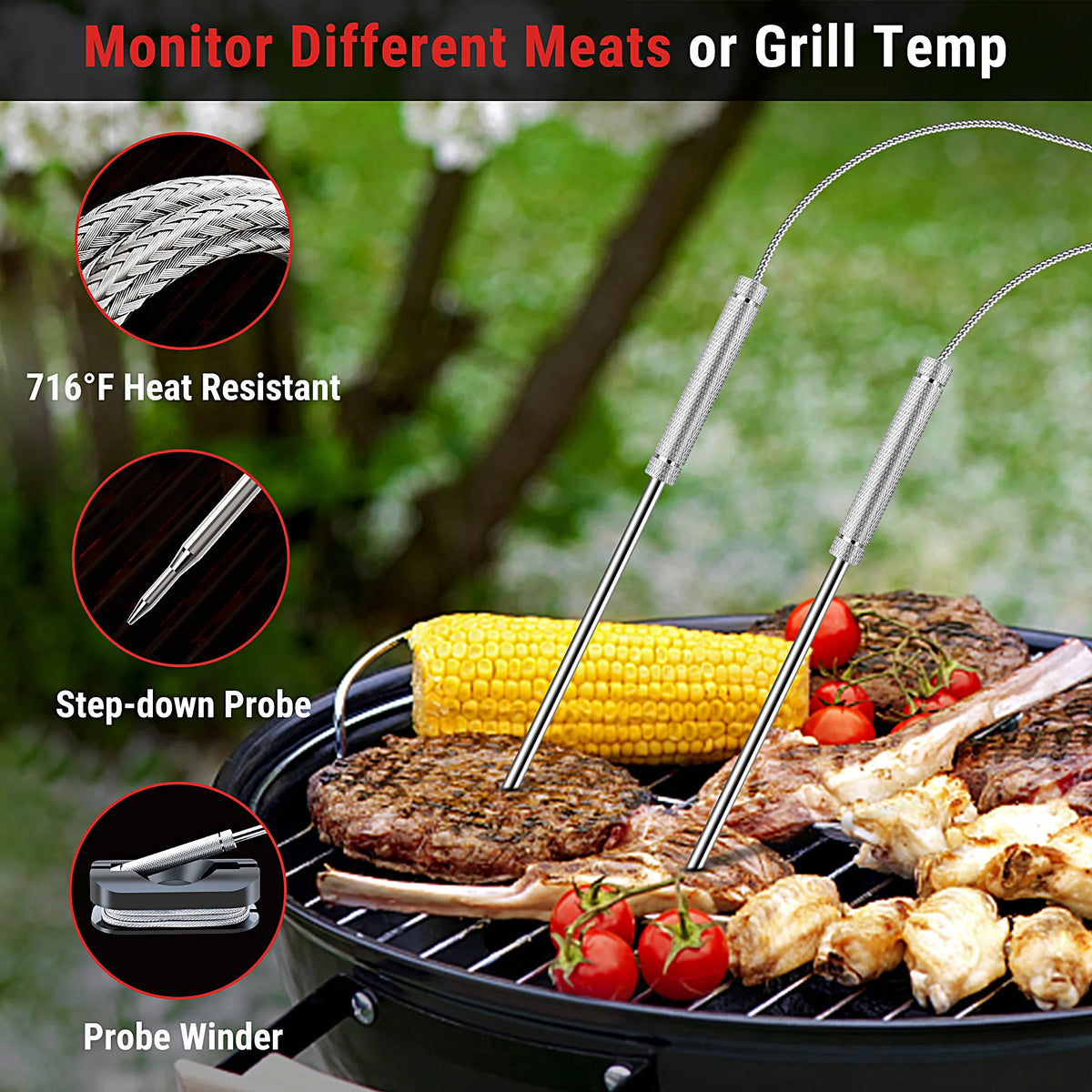 Termómetro inalámbrico para carne con Bluetooth TP920