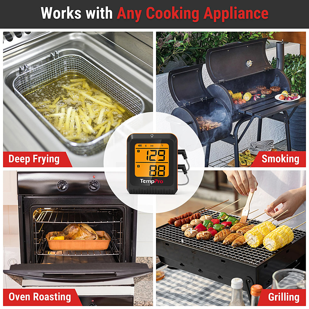Termómetro inalámbrico para carne con Bluetooth TP920