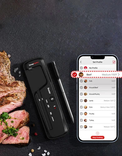 Thermomètre à viande sans fil Bluetooth TempSpike TP961 – Noir, portée de 150 m