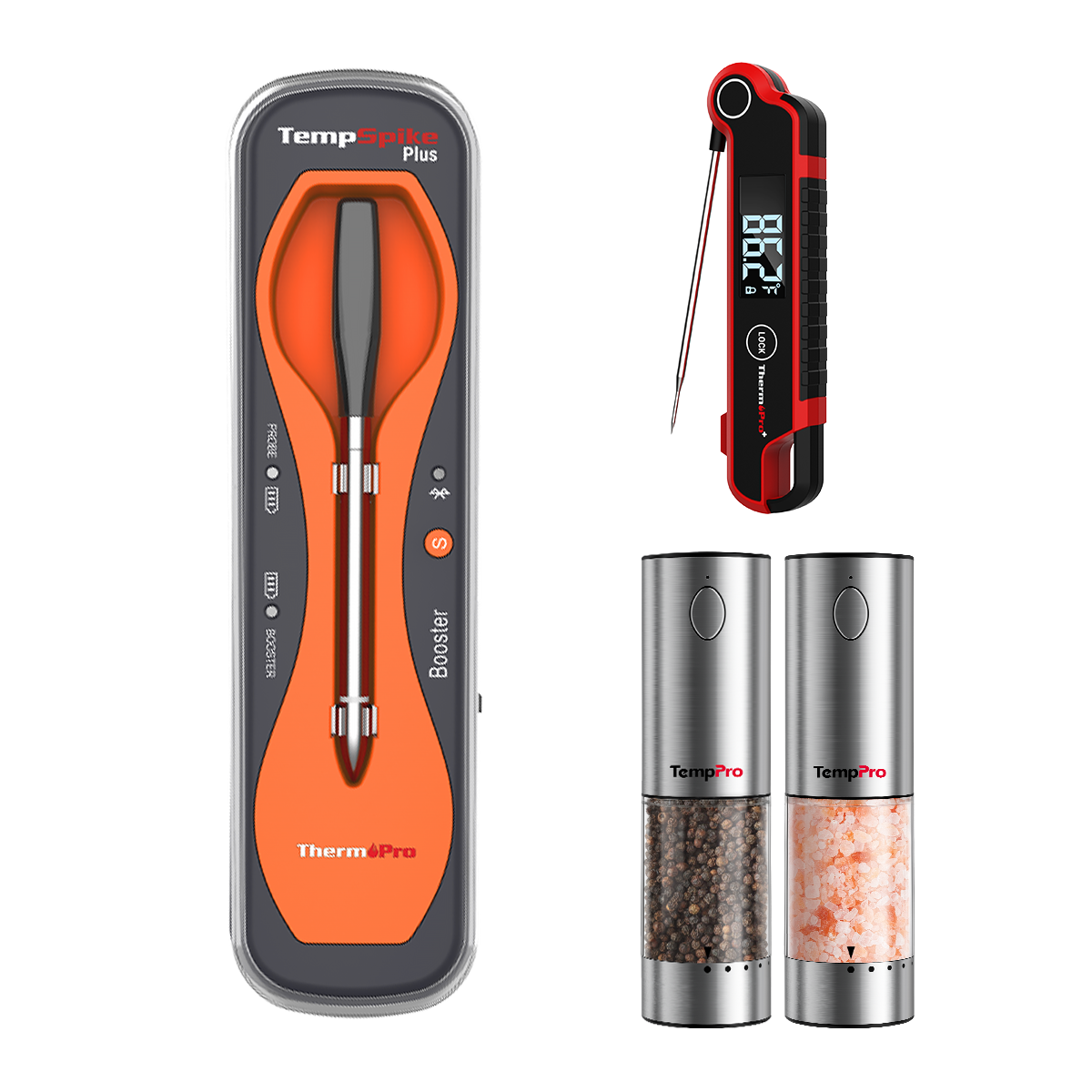 3-in-1 Premium Grilling Gift Set: Meat Thermometers & Grinders