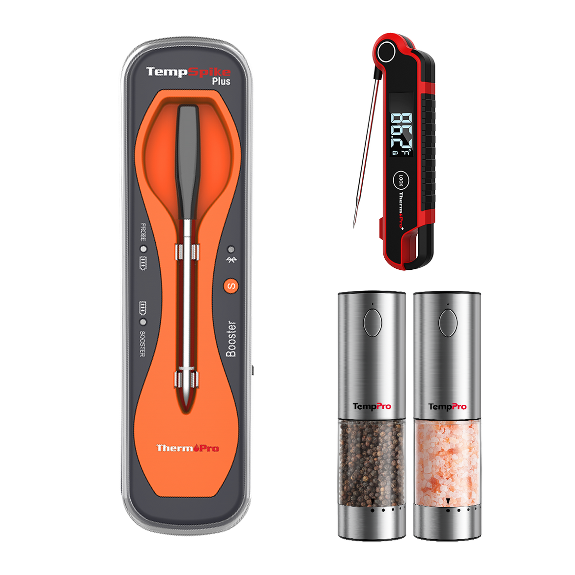 Set de regalo premium 3 en 1 para parrilla: Termómetros y moledores de carne