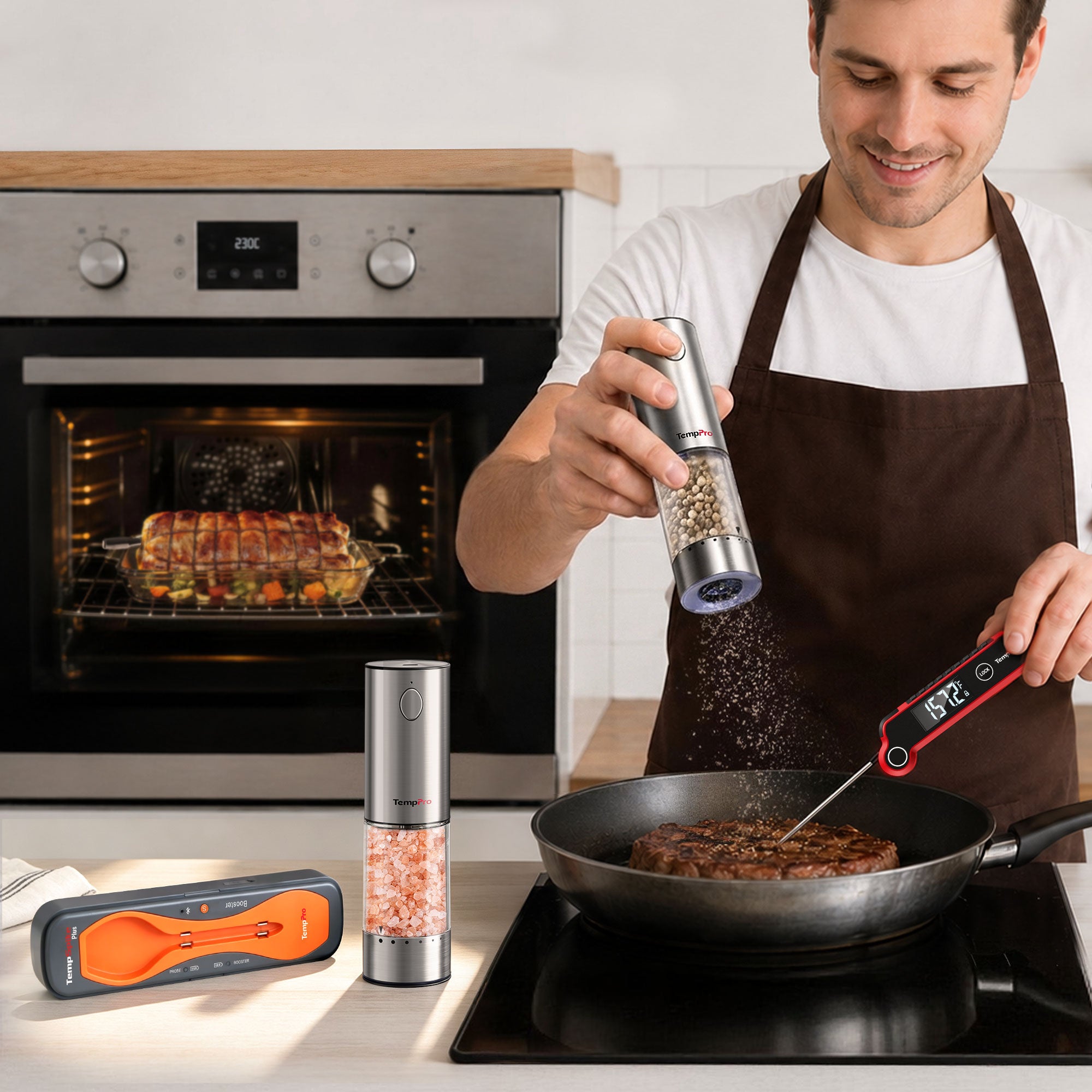 TempPro TempSpike Plus TP970 Wireless Meat Thermometer + TP620 Instant-Read Thermometer + APG710 Spice Grinder 2-Pack