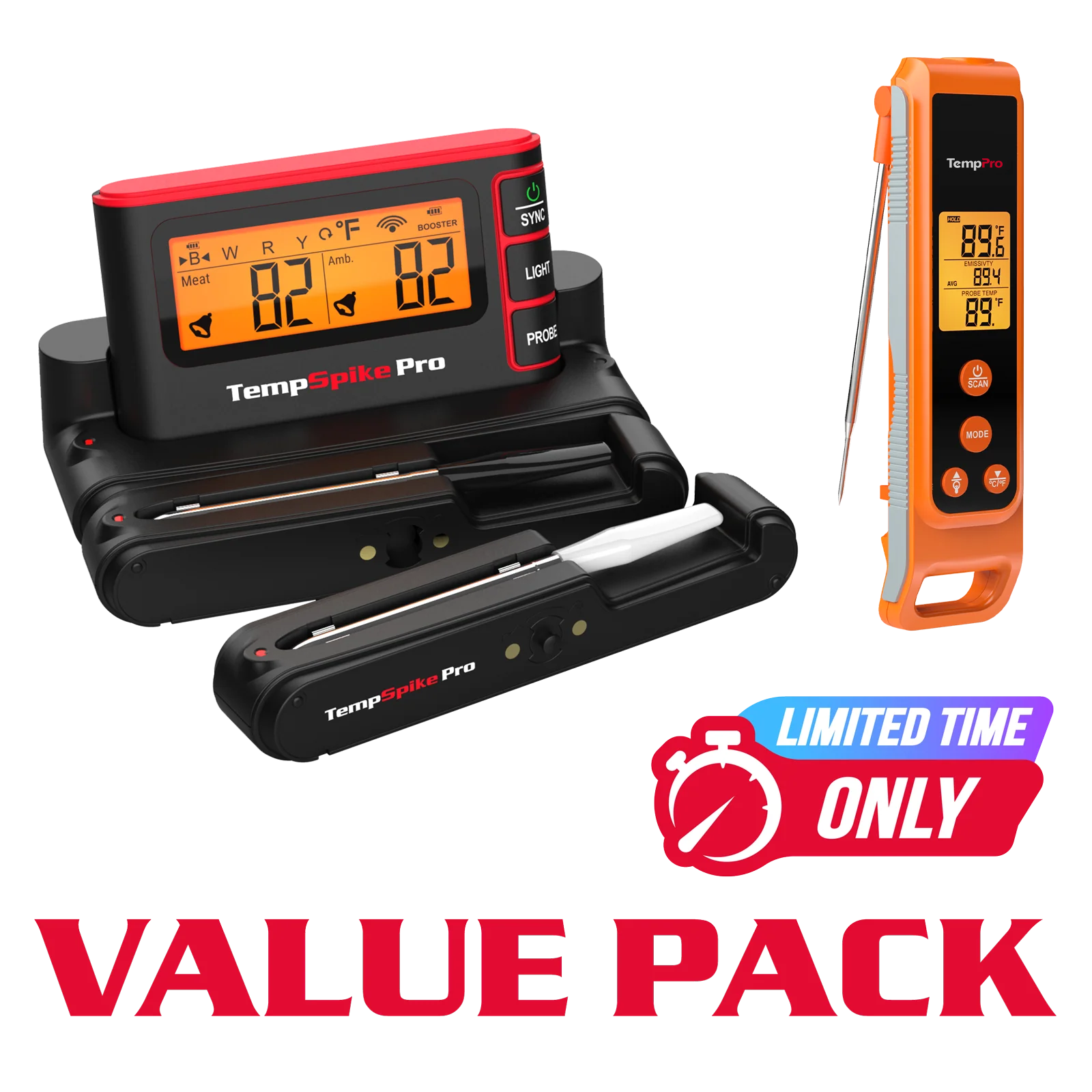 TempPro TempSpike Pro TP980 WiFi Meat Thermometer (2 Probes) + TP420 2-in-1 Infrared & Instant-Read Thermometer