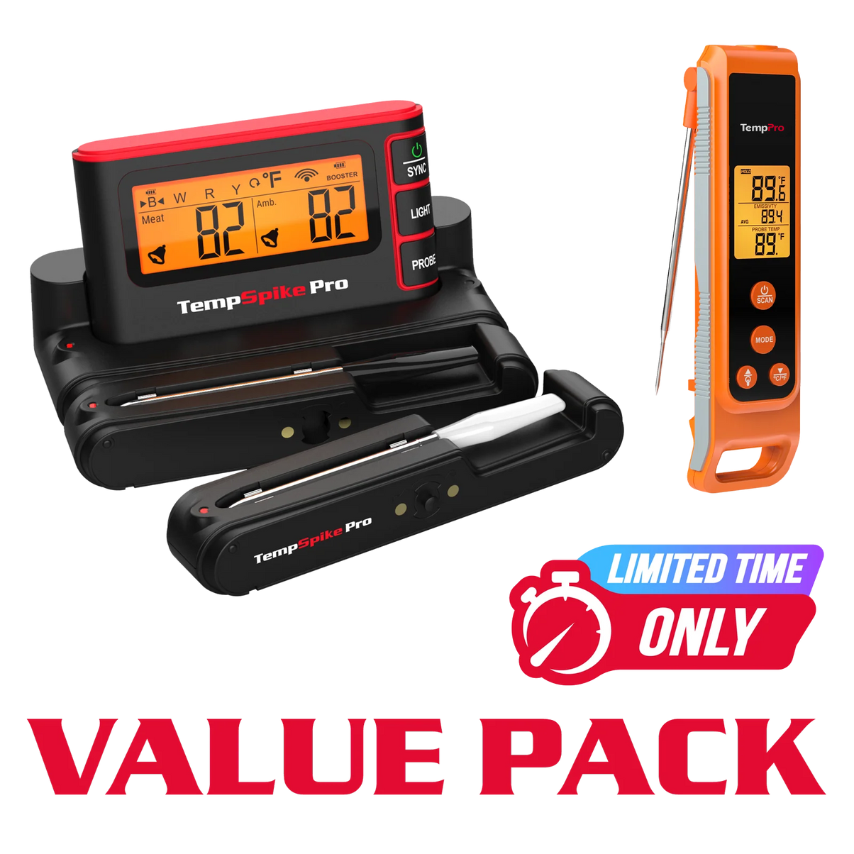 TempPro TempSpike Pro TP980 WiFi Meat Thermometer (2 Probes) + TP420 2-in-1 Infrared & Instant-Read Thermometer