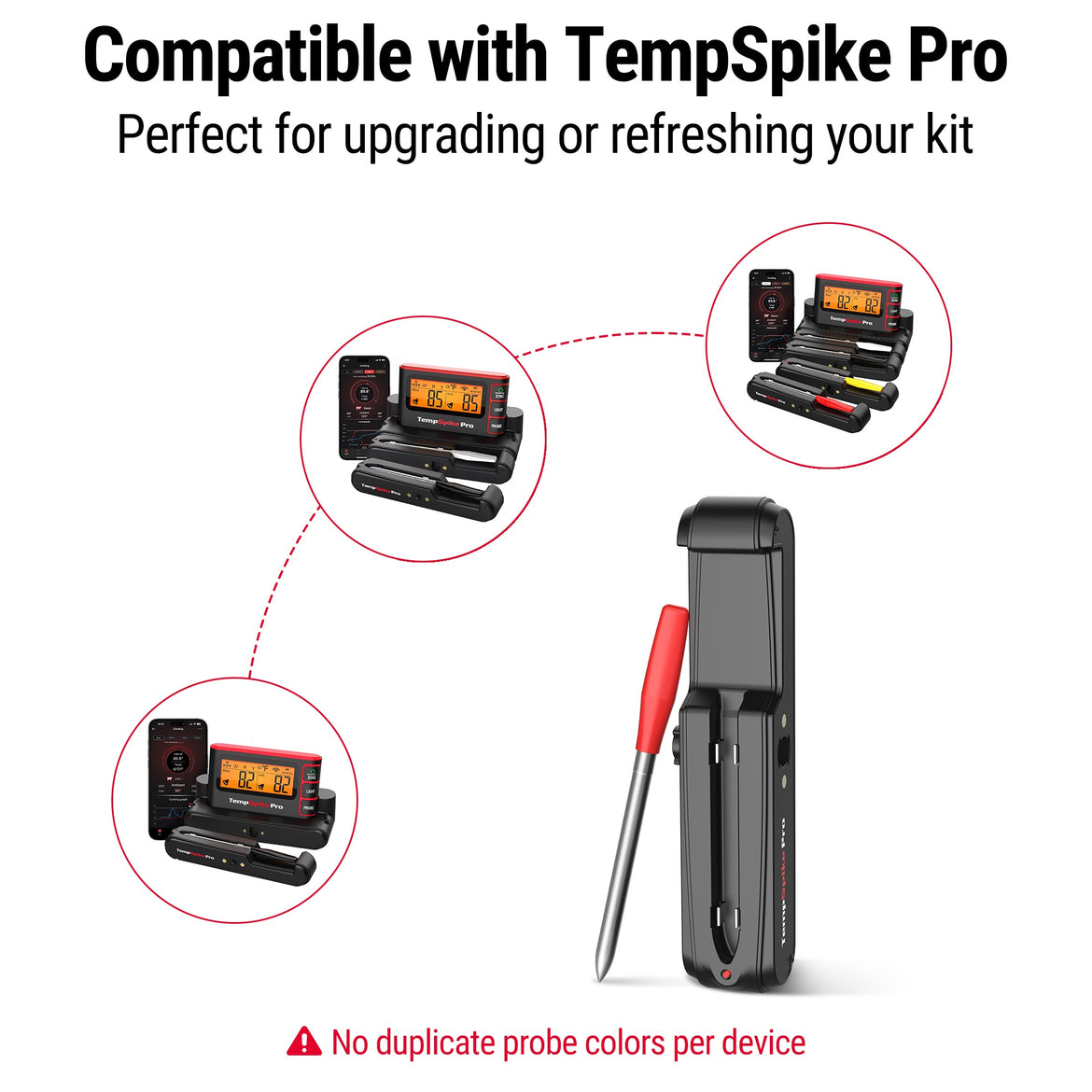 Sonda inalámbrica roja TempPro TempSpike Pro — Repuesto original, para TP980
