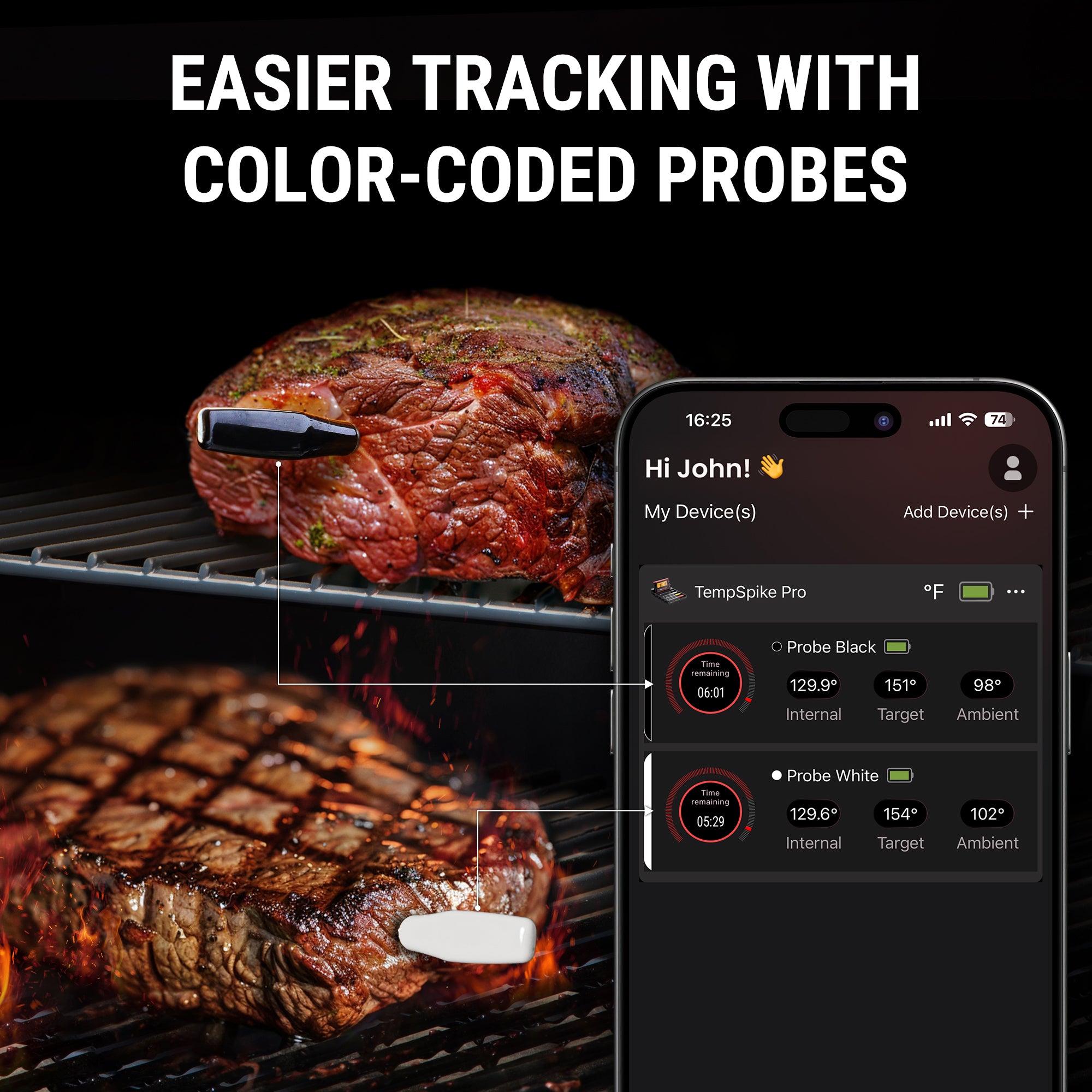 Termómetro para carne TP980 TempSpike Pro con Wi-Fi (2 sondas)