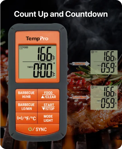 TempPro TP08S Wireless Meat Thermometer — Dual Probe, Transmitter & Receiver (No App Needed)