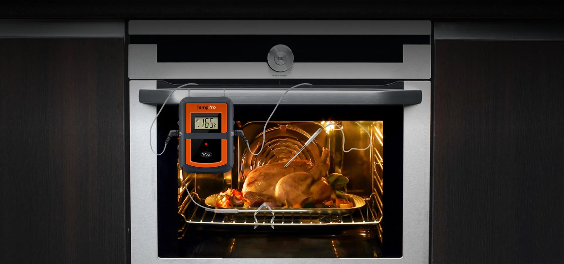 TempPro TP08S Wireless Meat Thermometer — Dual Probe, Transmitter & Receiver (No App Needed)