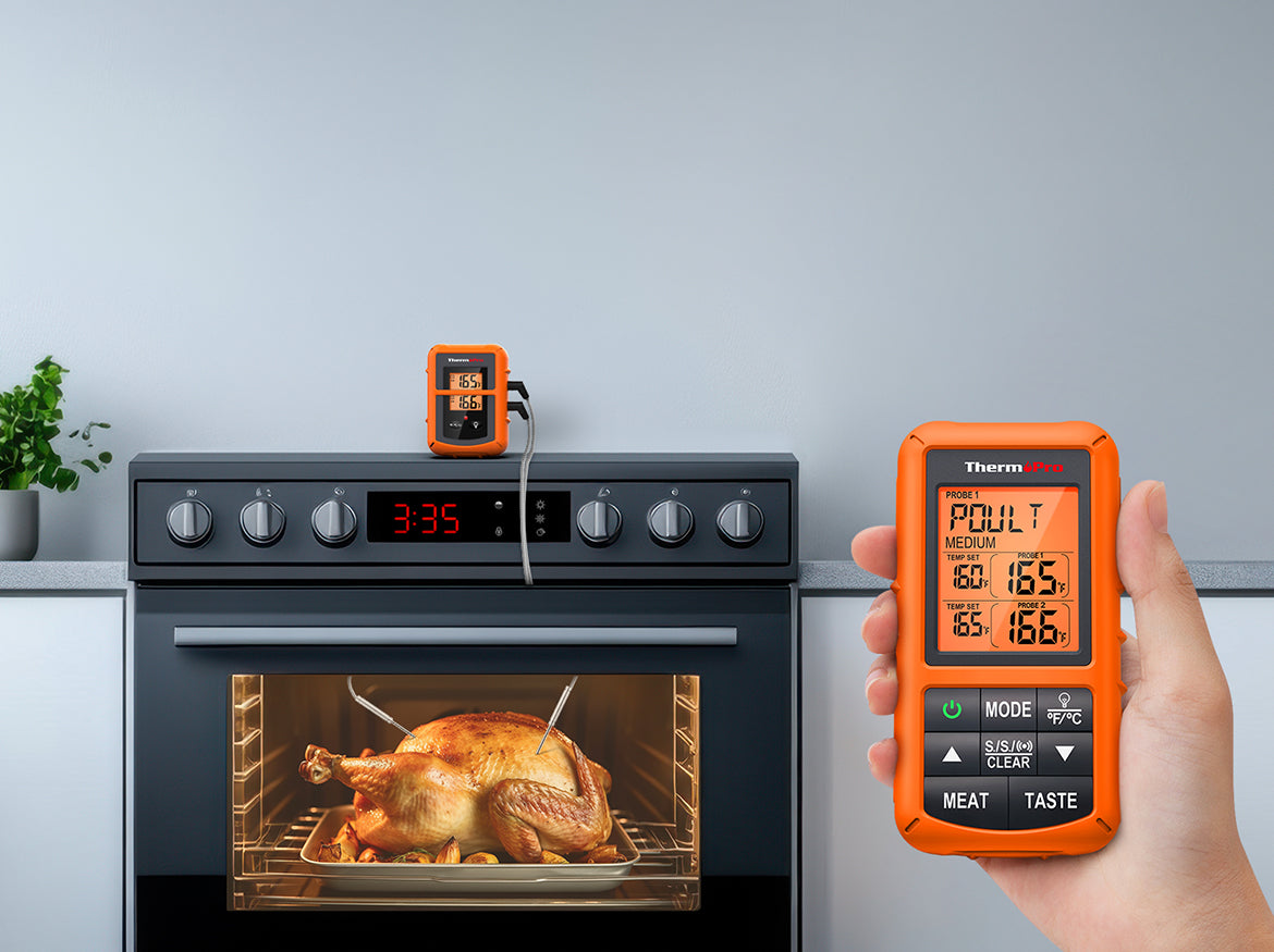Termómetro inalámbrico para carne TP20B naranja con 2 sondas