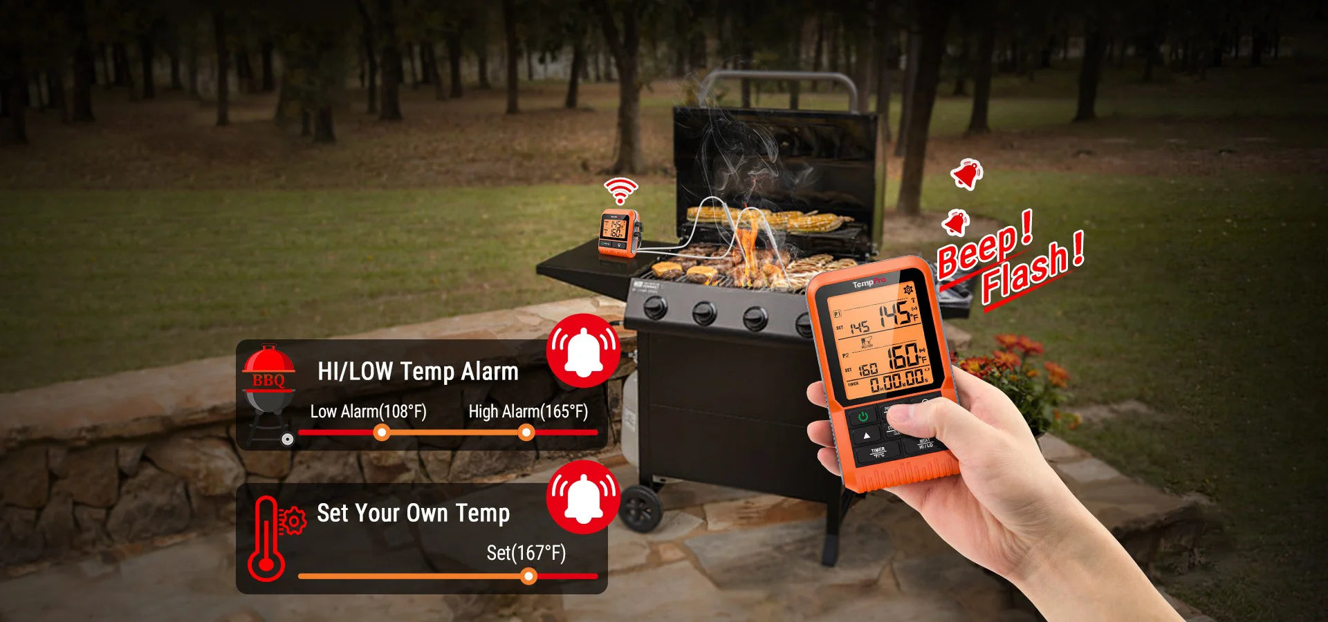 TempPro TP826 Wireless Meat Thermometer — Bluetooth, App Monitoring
