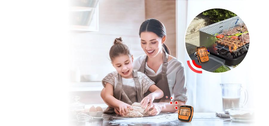 Termómetro de carne inalámbrico TempPro TempSync PLUS TP827B — Alcance RF de 300 m, 4 sondas codificadas por colores