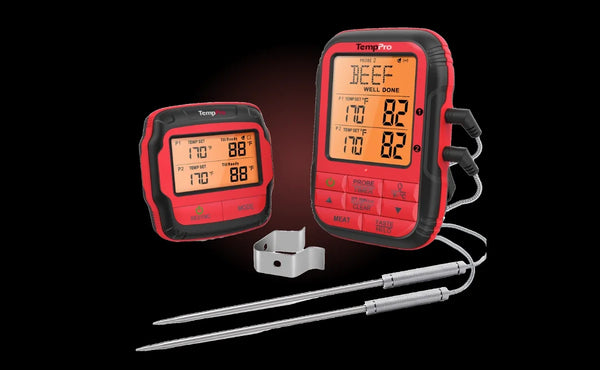 Termómetro inalámbrico TempPro TempSync PLUS TP828BW para carne — RF de 152 m, sondas dobles, 4 modos de alarma · Edición para tiendas