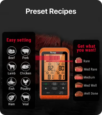 Thermomètre à viande sans fil TempPro TempSync PLUS TP829B — Portée RF de 300 m, 4 sondes et double minuterie