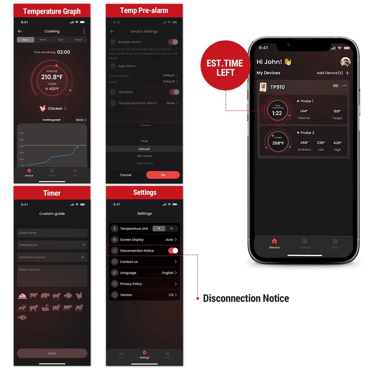 TempPro TP910 Wireless Meat Thermometer — Smart Bluetooth, App Alerts
