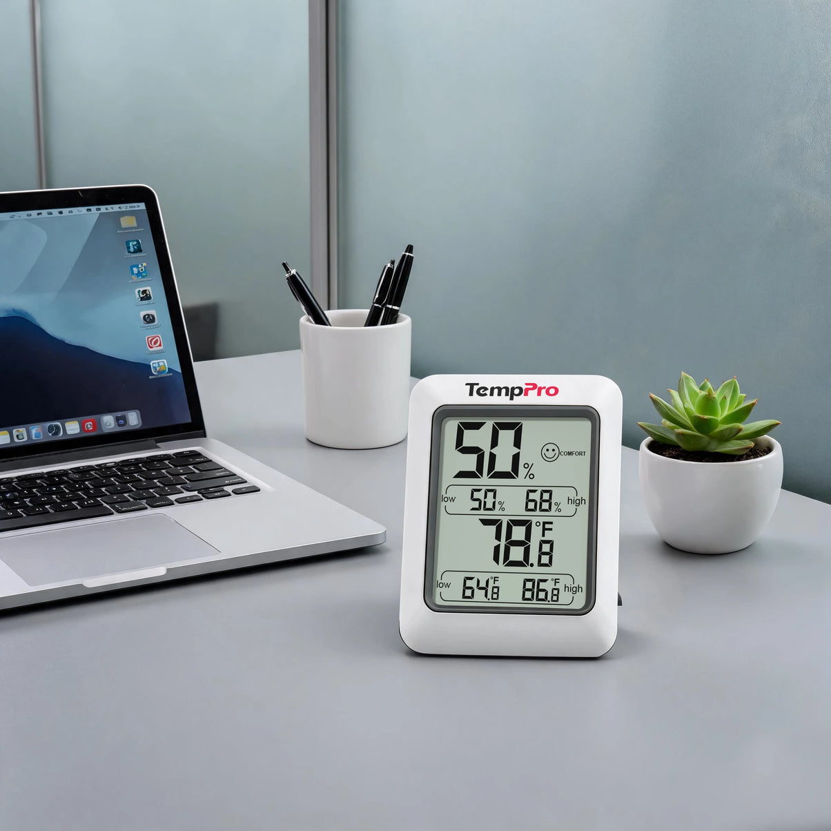 TempPro TempAir CORE TP50 Digital Indoor Thermometer & Hygrometer — Calibratable, Large Backlit