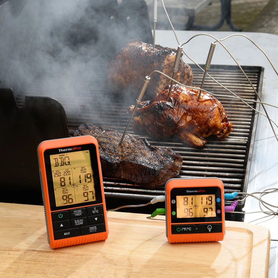 Thermomètre à viande sans fil TempPro TempSync PLUS TP829B — Portée RF de 300 m, 4 sondes et double minuterie