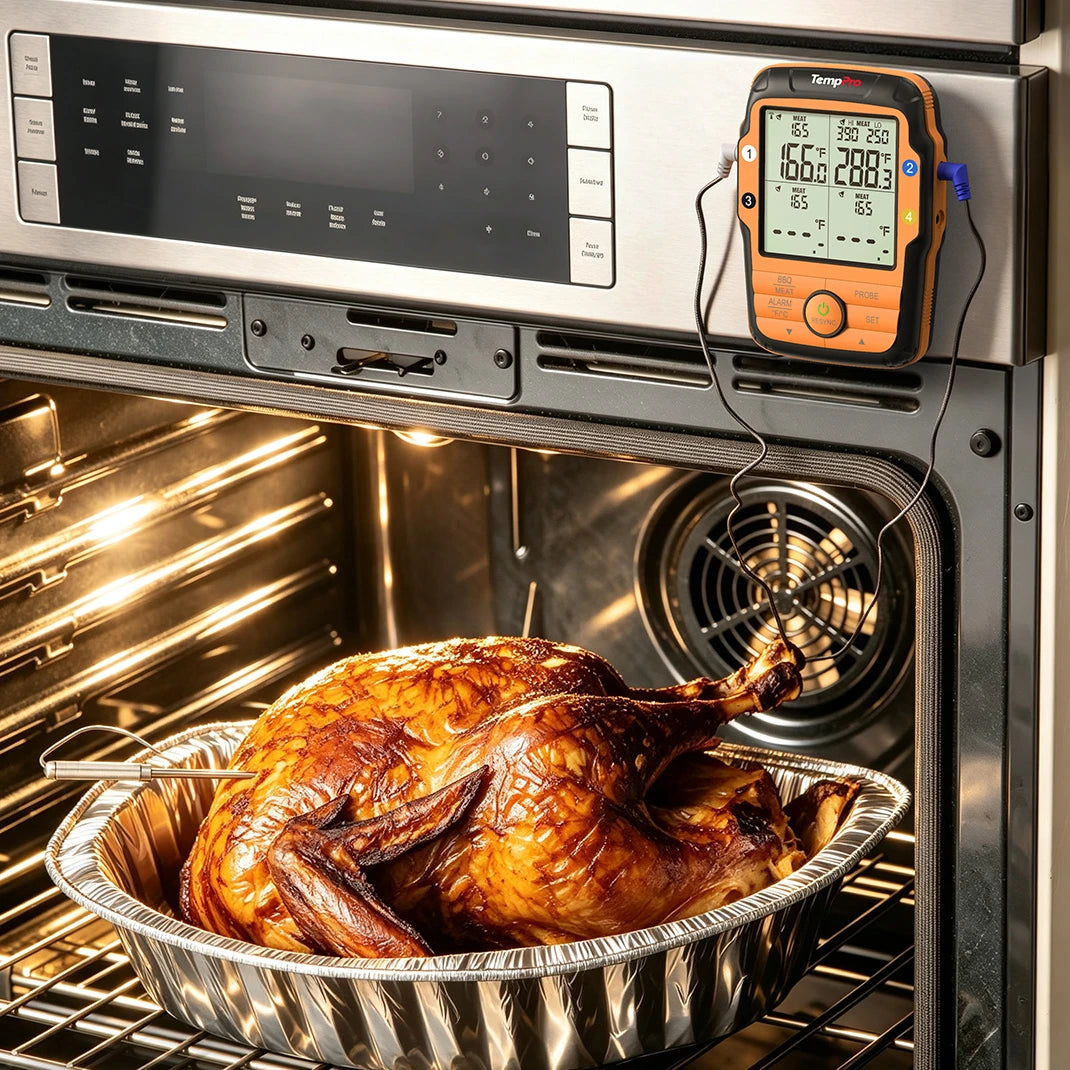 Termómetro de carne inalámbrico TempPro TempSync PLUS TP827B — Alcance RF de 300 m, 4 sondas codificadas por colores